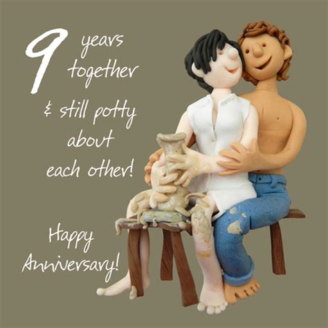 Happy 9th Pottery Anniversary Greeting Card One Lump or Two | Cards