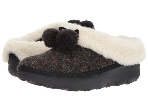 FitFlop - Loaff Snug Pom Slippers (Black) Women's Slippers | Slippers ...