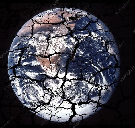 Cracked earth, conceptual image - Stock Image - E050/0654 - Science ...