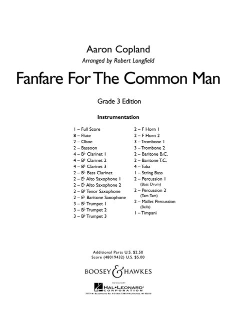 Fanfare For The Common Man (arr. Robert Longfield) - Conductor Score ...