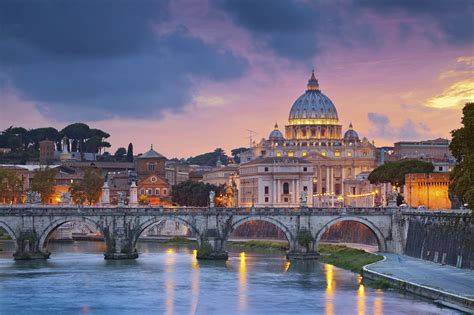 Rome, Italy, Vatican City, Cathedral, Church, River, Bridge, Evening ...