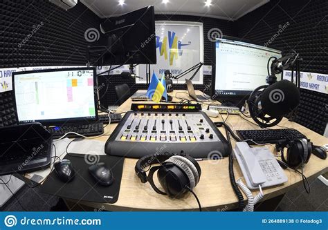 Radio Studio with Equipment Set for Broadcasting. Radio Marathon To ...