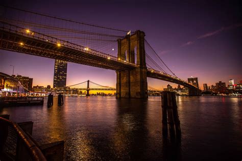 Brooklyn Bridge at night, USA