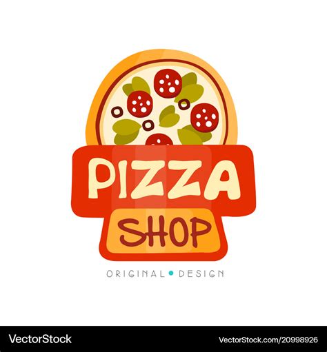 Pizza shop logo design template label of Vector Image