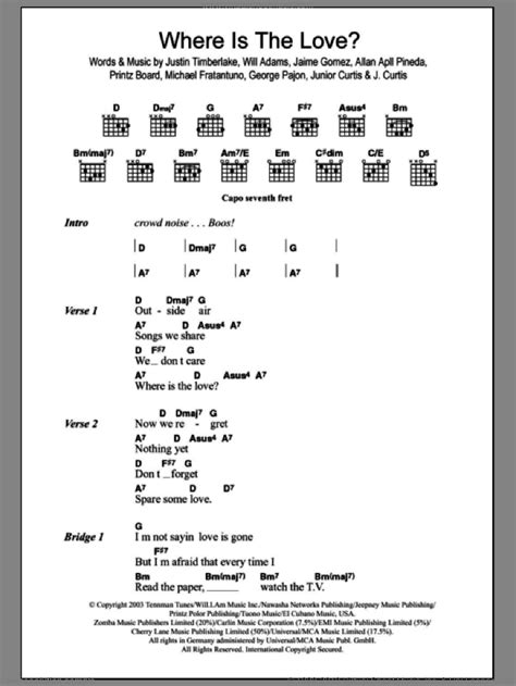 Black Eyed Peas: Where Is The Love sheet music for guitar (chords)