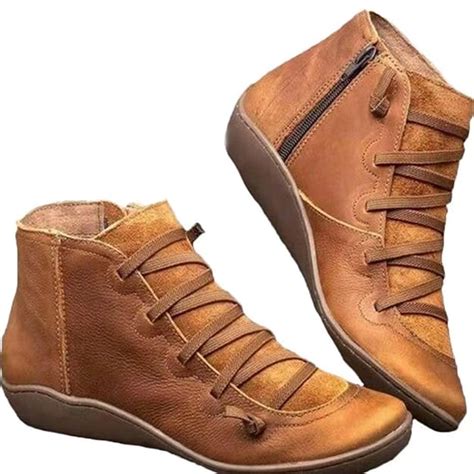 Buy Women's Arch Support Boots Women's Leather Comfortable Ankle ...