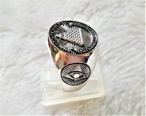 Eliz 925 Sterling Silver Ring ANNUIT COEPTIS Mason Symbol Illuminati ...