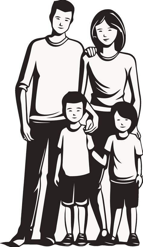 a black and white illustration of a family 26850116 Vector Art at Vecteezy