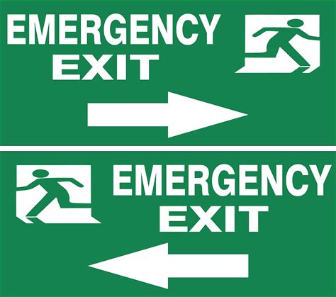 Buy Green Panda Emergency exit sign board (One Arrow on Left and One on ...