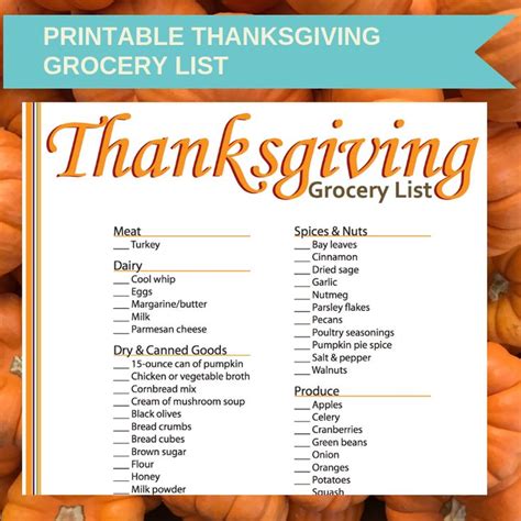 Thanksgiving Grocery List Printable | Thanksgiving grocery ...