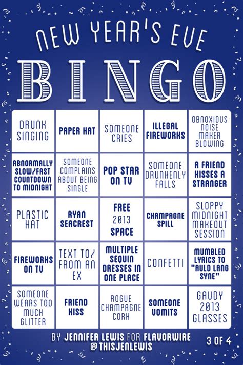 New Year's Eve Bingo Game Cards