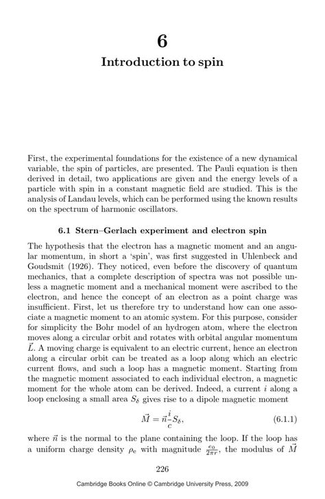 Introduction to spin (Chapter 6) - From Classical to Quantum Mechanics