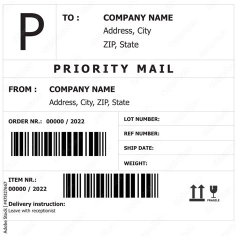 Shipping barcode label template. Packaging, Cargo Labels or Sticker ...