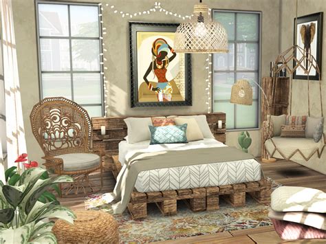 here is a cozy and rustic Boho Style Found in TSR Category 'Sims 4 ...