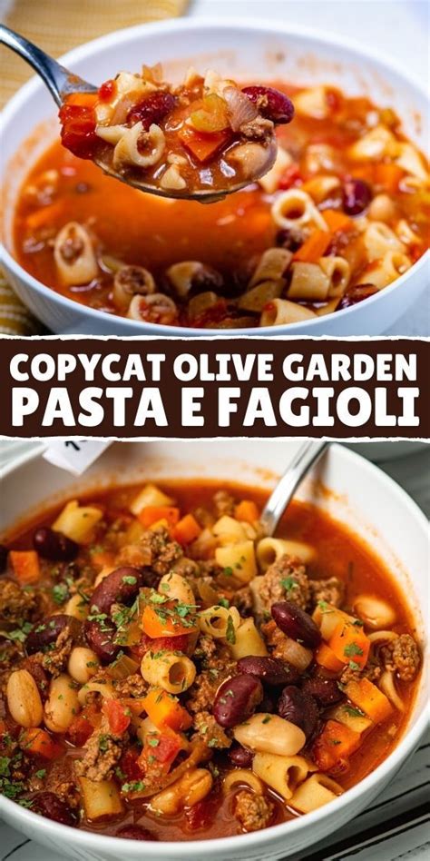 Copycat Olive Garden Pasta e Fagioli | Hearty soup recipes, Easy soup ...