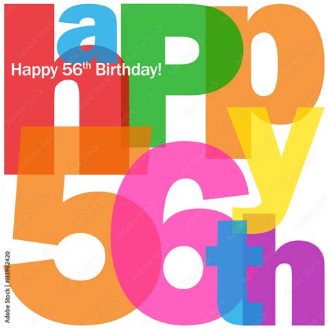 HAPPY 56th BIRTHDAY Vector Card Stock Vector | Adobe Stock