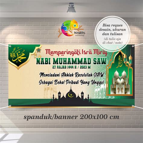 Spanduk Banner 200x100 Cm Spanduk Peringatan Isra Miraj, Spanduk Maulid ...