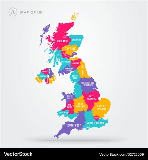 Political Map Of England With Regions Royalty Free Vector