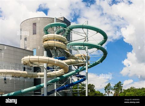 Water slides of the Aquapark in Druskininkai, Lithuania Stock Photo - Alamy