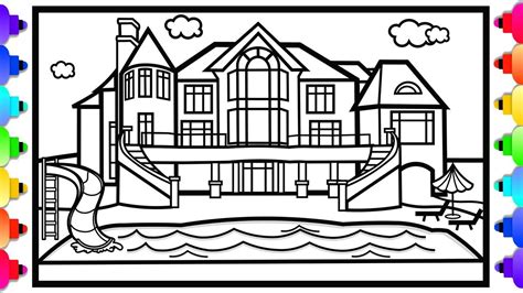 Big Mansion Coloring Page For Kids Free Houses Printable Coloring ...