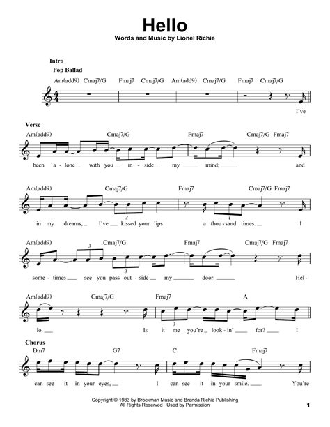 Lionel Richie - Hello sheet music