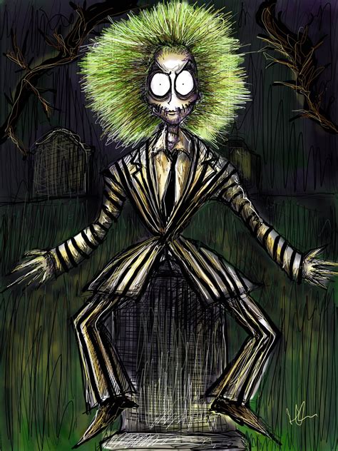 Beetlejuice Tim Burton Gothic Style Drawing - Etsy UK