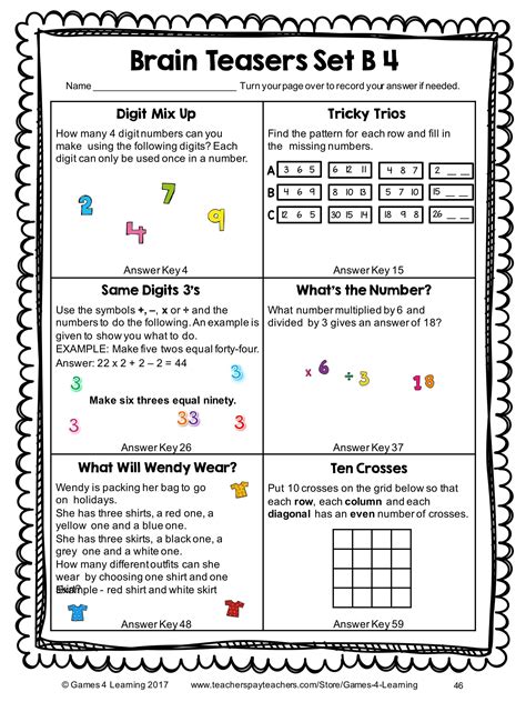 Brain Teaser Puzzles Printable