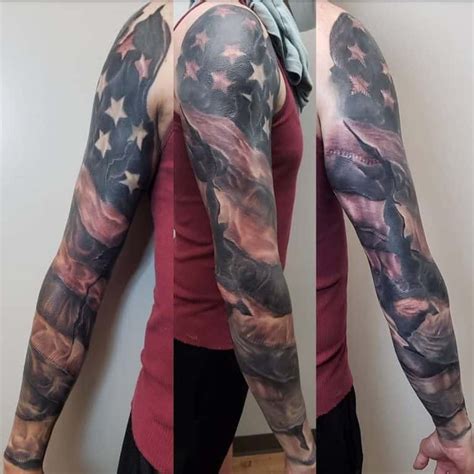 89 Patriotic American Flag Sleeve Tattoo Ideas