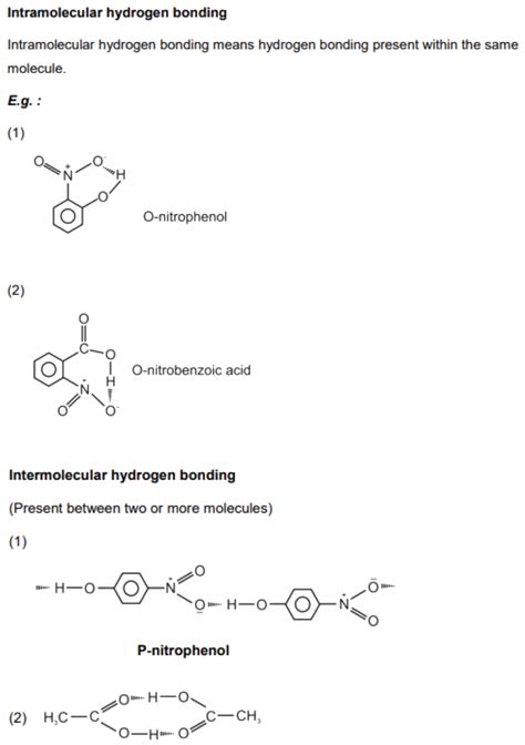 What are Intermolecular hydrogen bonding and Intramolecular hydrogen ...