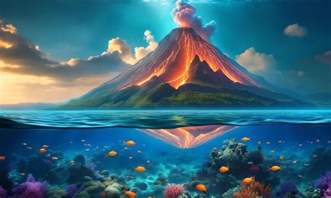 Premium AI Image | Underwater Volcanoes in the Ocean Floor