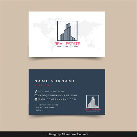 Business card template contrast design flat architecture sketch Vectors ...