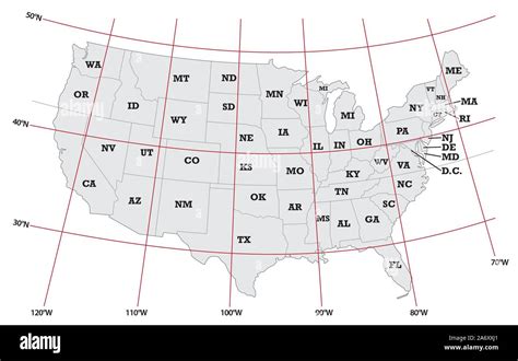 United States Map With Longitude And Latitude Lines