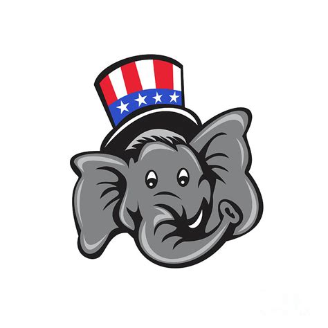 Republican Elephant Mascot Head Top Hat Cartoon Digital Art by Aloysius ...