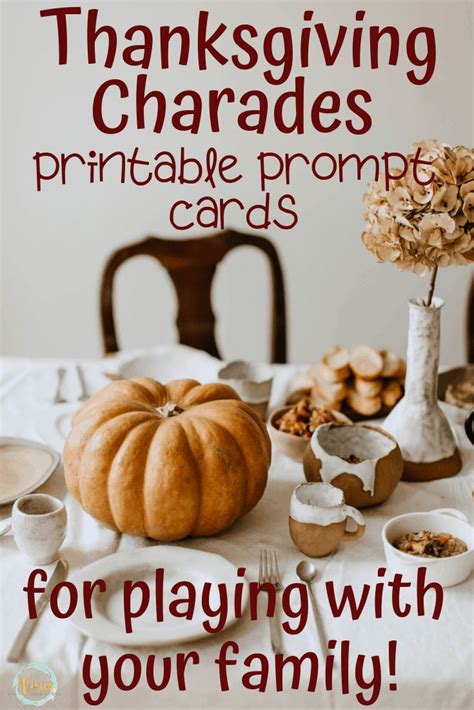 Thanksgiving Charades Printable Game for Families