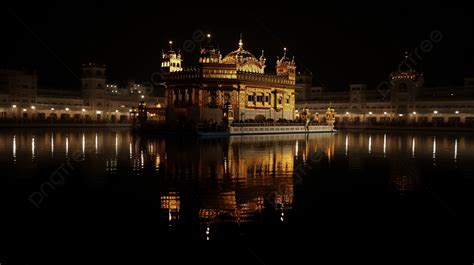 Golden Temple With Lighting And Reflection Background, Golden Temple ...