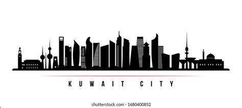 Kuwait City Skyline Horizontal Banner Black Stock Vector (Royalty Free ...