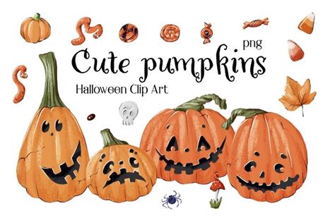 Cute Halloween Pumpkins Clipart, Spooky Pumpkin Faces Clip, 45% OFF