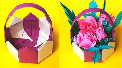 Origami Paper Basket | How To Make Paper Basket | DIY Paper Flower ...