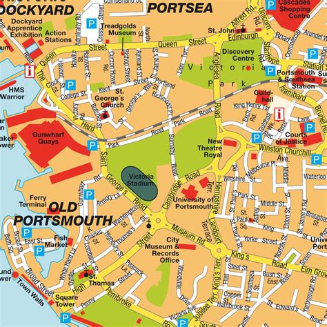 Map Portsmouth, Hampshire, England, UK. Maps and directions at hot-map.