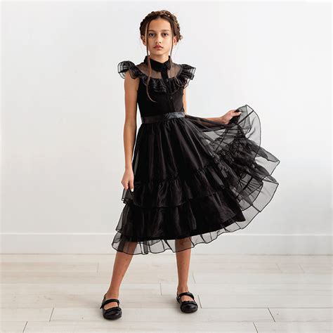 Wednesday Addams Kids Girl Outfit Costume Trendy Gothic Rave'n Dance D ...