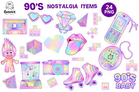 90s Nostalgia Items Illustration Bundle Graphic by Queenie Art Space ...