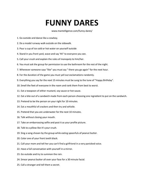 81 Incredibly Fun & Funny Dares (Over Text or IRL) | Funny dares, Good ...