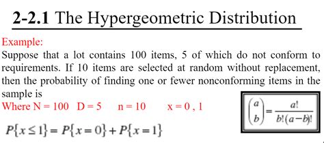 Solved 2-2.1 The Hypergeometric Distribution Example: | Chegg.com