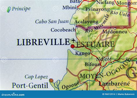 Geographic Map Of Gabon With Capital City Libreville Royalty-Free Stock ...