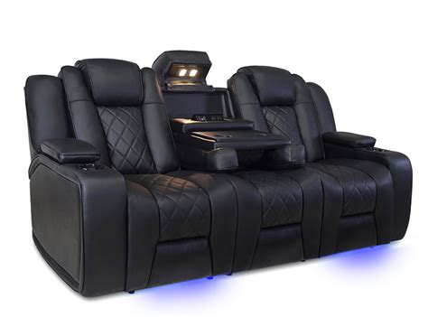 Valencia Seater Black Leather Smart Electric Recliner Cinema Sofa With ...