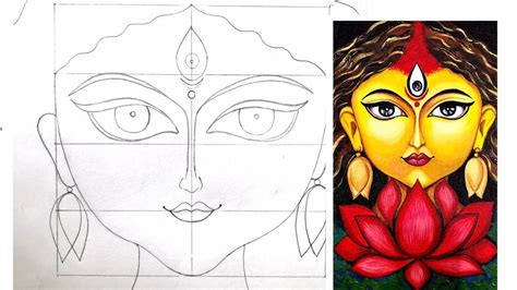 Devi Durga maa Skech/ Easy way to Draw Devi Durga/ Mural Sketch/ How to ...