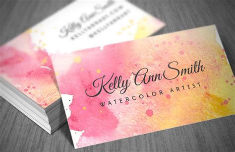 Watercolor Artist Business Card Template — Medialoot