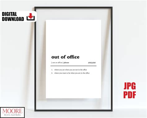 Out of Office Print Printable Home Office Definition Funny - Etsy