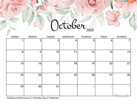 October 2023 & 2024 Calendars | Free Printable with Holidays