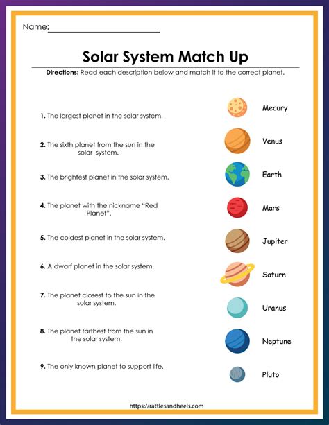 Grade 3 Solar System Planets Worksheet